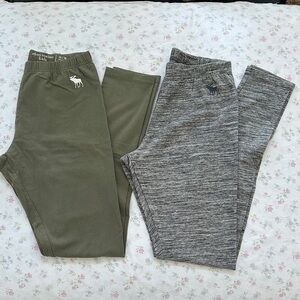Abercrombie Kids Olive and Heather Gray Leggings Duo